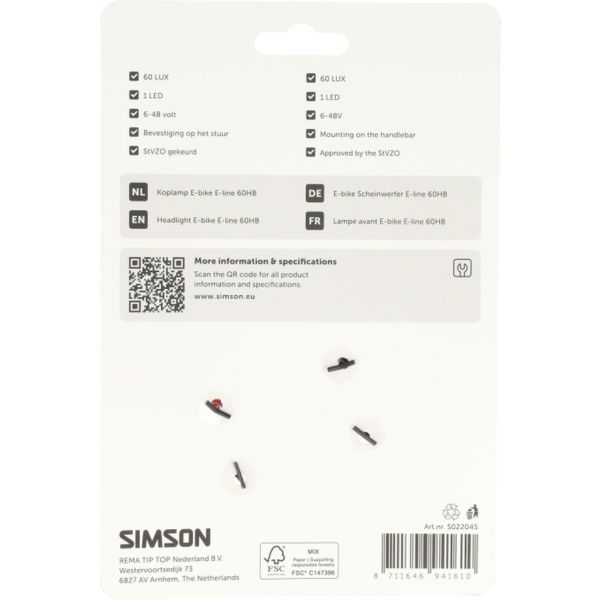 Simson aurora koplamp e-line 60hb