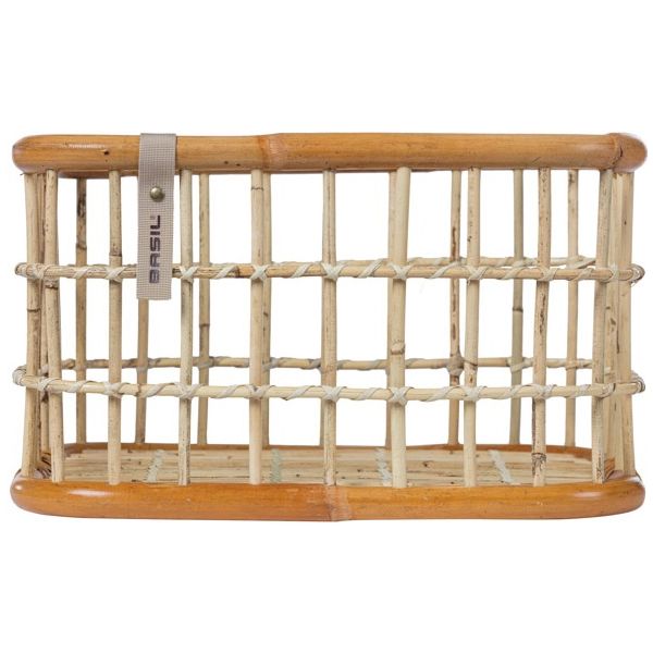 Basil Green Life - rattan bike basket - large - front - natural brown