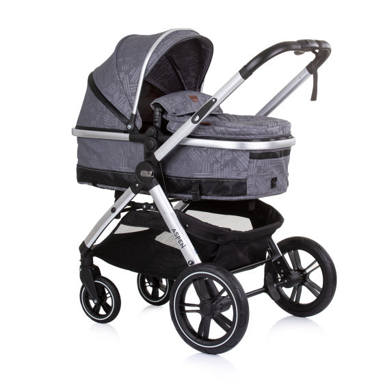 Aspen Opvouwbare 3-in-1 Kinderwagen met Luiertas Grafietgrijs