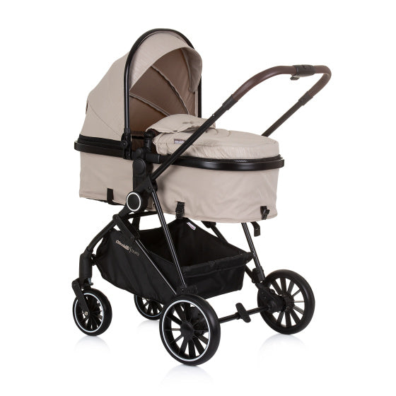 Aura Opvouwbare 3-in-1 Kinderwagen met Luiertas Macadamia Beige Zwart