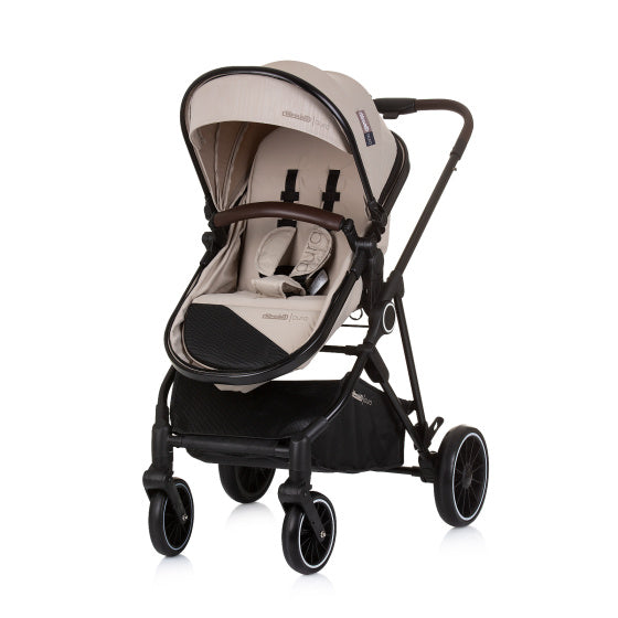 Aura Opvouwbare 3-in-1 Kinderwagen met Luiertas Macadamia Beige Zwart