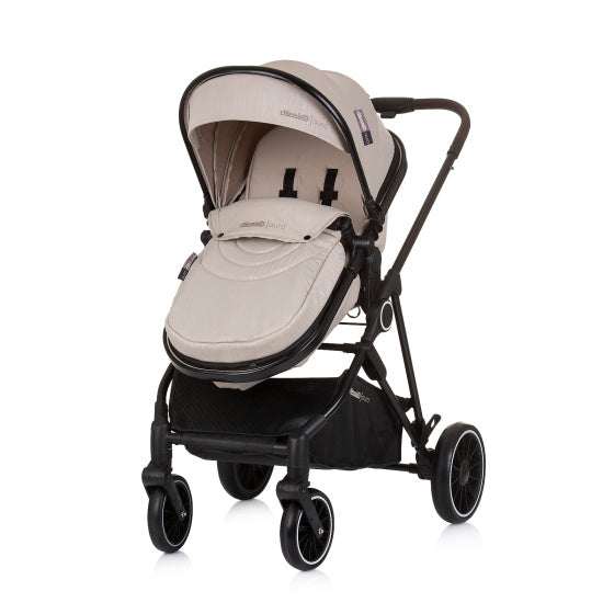 Aura Opvouwbare 3-in-1 Kinderwagen met Luiertas Macadamia Beige Zwart