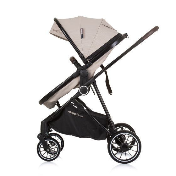 Aura Opvouwbare 3-in-1 Kinderwagen met Luiertas Macadamia Beige Zwart