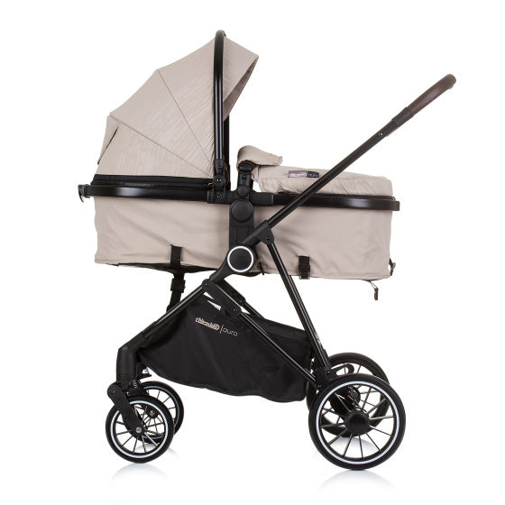 Aura Opvouwbare 3-in-1 Kinderwagen met Luiertas Macadamia Beige Zwart