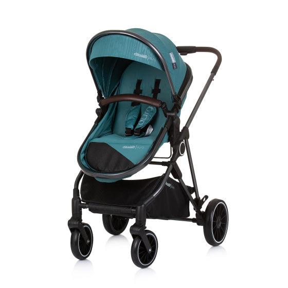 Aura Opvouwbare 3-in-1 Kinderwagen met Luiertas Teal Petrolblauw Zwart