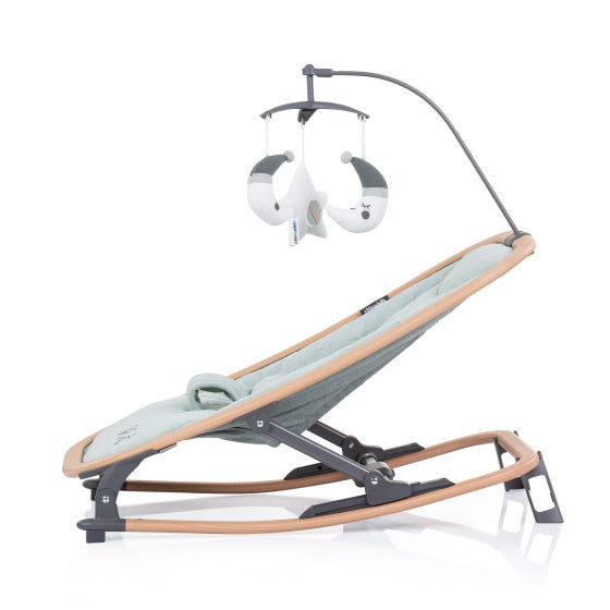 Velvet Opvouwbare Wipstoel met Mobiel Aloe Wood Mintgroen Beige