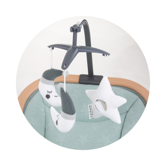 Velvet Opvouwbare Wipstoel met Mobiel Aloe Wood Mintgroen Beige