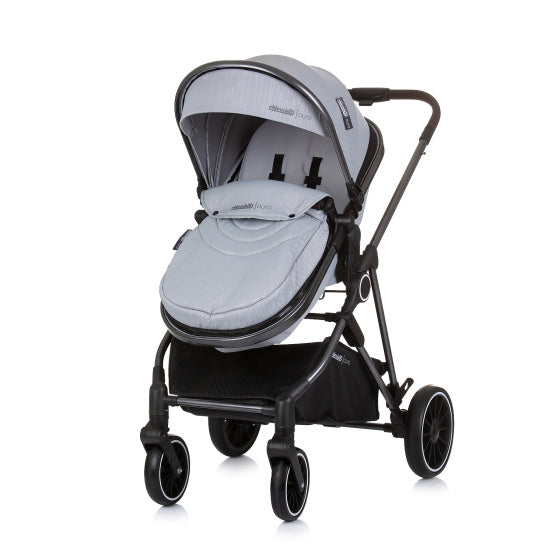 Aura Opvouwbare 3-in-1 Kinderwagen met Luiertas Ash Grijs Zwart