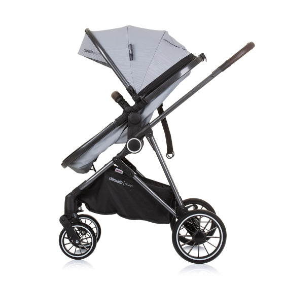 Aura Opvouwbare 3-in-1 Kinderwagen met Luiertas Ash Grijs Zwart