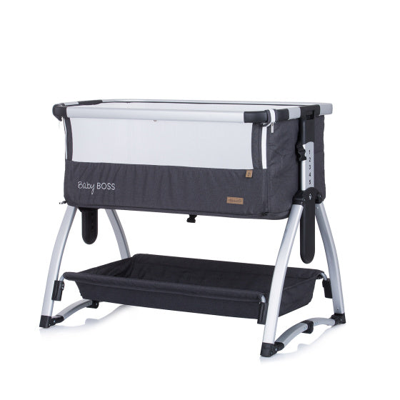Baby Boss Co-sleeper met Schommelfunctie Klamboe Antraciet Grijs Zilver