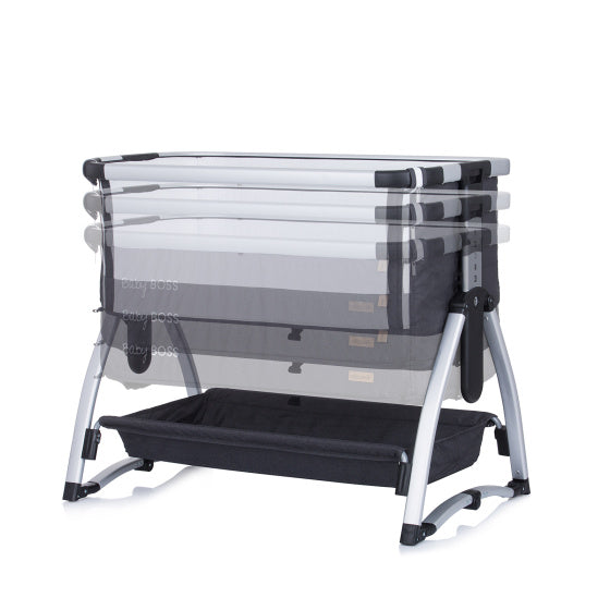 Baby Boss Co-sleeper met Schommelfunctie Klamboe Antraciet Grijs Zilver