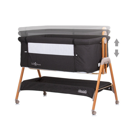 Sweet Dreams Co-sleeper met Opklapbare Zijkant Grafiet Hout Antraciet