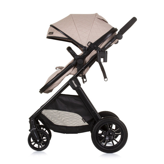 Harmony Opvouwbare 3-in-1 Kinderwagen met Luiertas Macadamia Beige Zwart