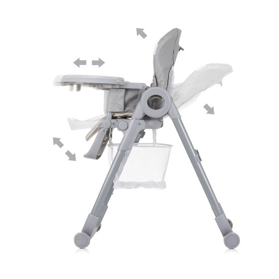 Master Chef Kinderstoel met Eetblad Zitkussen Puur Grijs