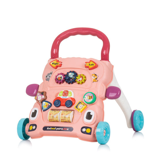 Funny Animals Loopwagen met Speelauto Muziek Roze