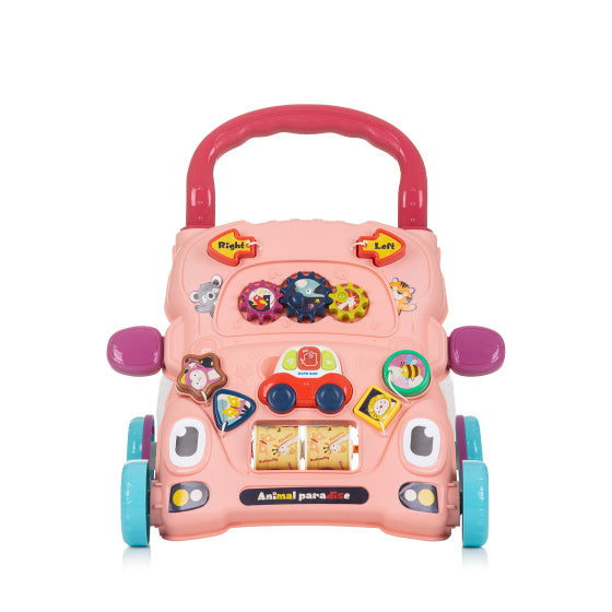 Funny Animals Loopwagen met Speelauto Muziek Roze