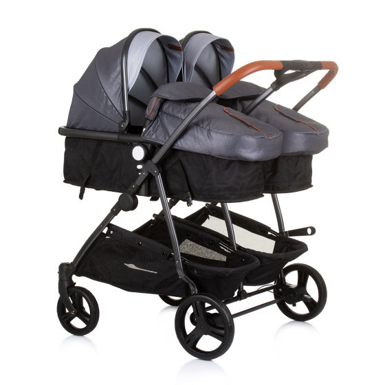 Duo Smart Opvouwbare Kinderwagen voor 2 Kids Zilver Grijs Zwart