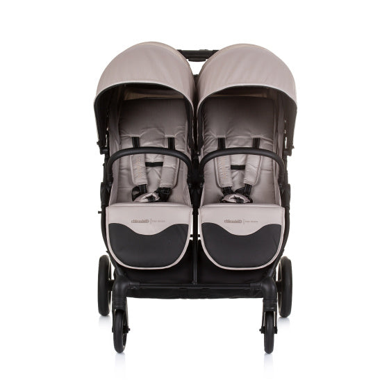 Top Stars Opvouwbare Buggy voor 2 Kids Macadamia Beige Zwart