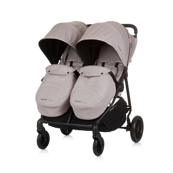Top Stars Opvouwbare Buggy voor 2 Kids Macadamia Beige Zwart