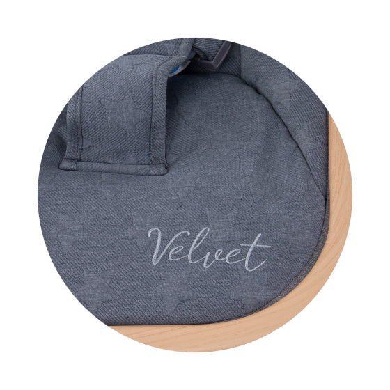 Velvet Opvouwbare Wipstoel met Mobiel Grafiet Hout Grijs Beige