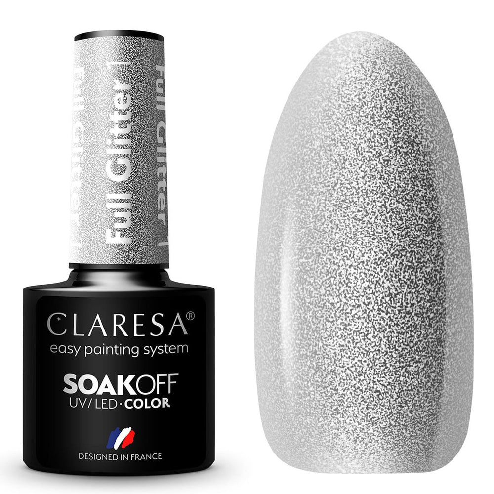 Claresa uv led gellak 5ml full glitter 1 zilver