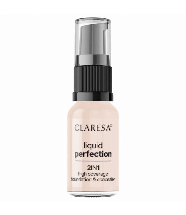 Claresa liquid perfection 2-in-1 concealer en foundation 101 light 18gr.
