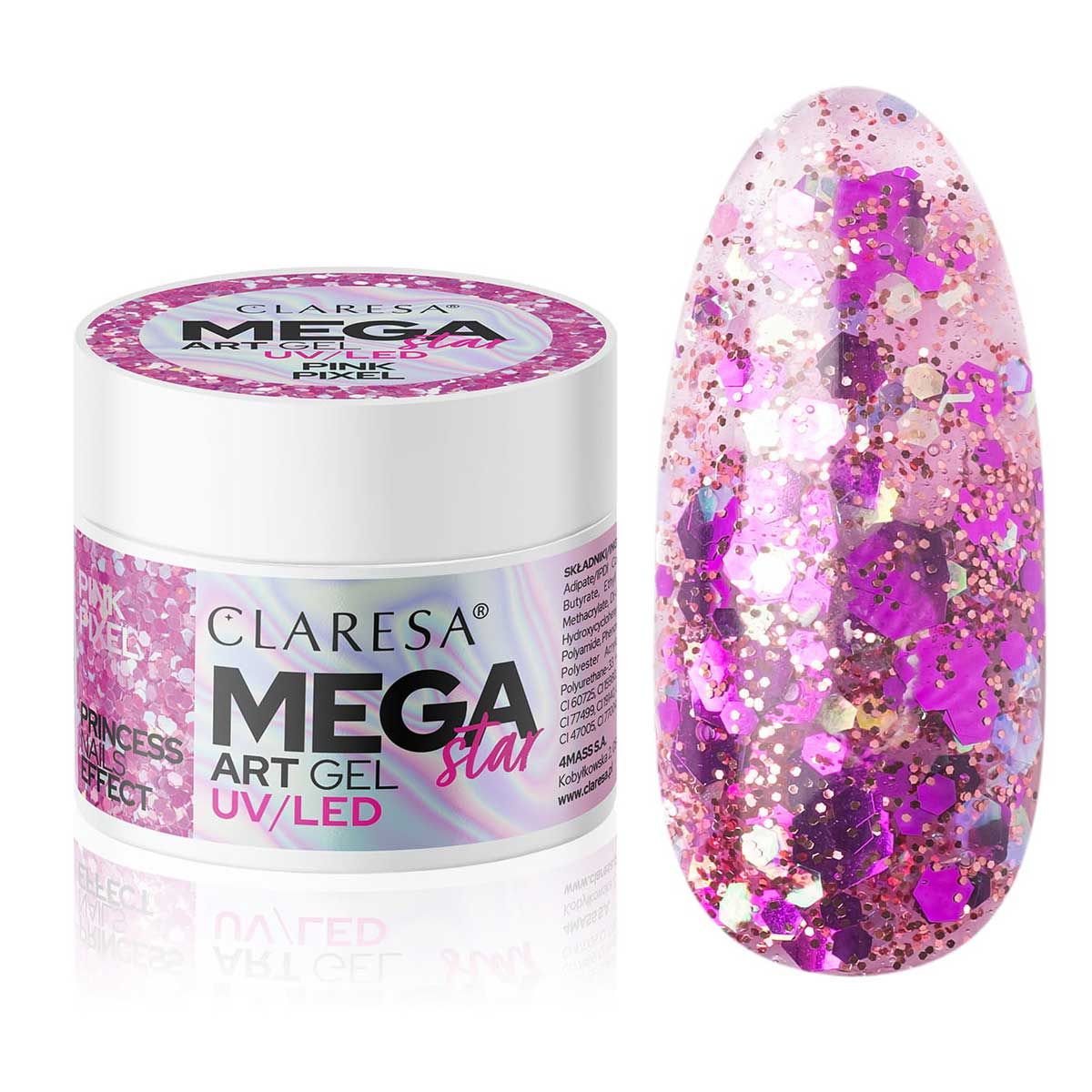 Claresa megastar roze pixel uv led art gel 10gr.