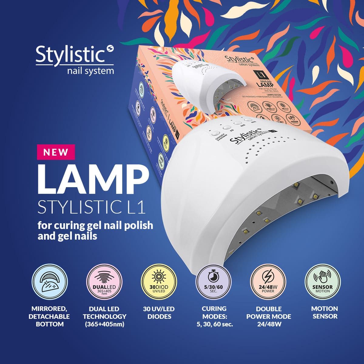 Stijlvolle l1 uv led lamp dual 48w wit