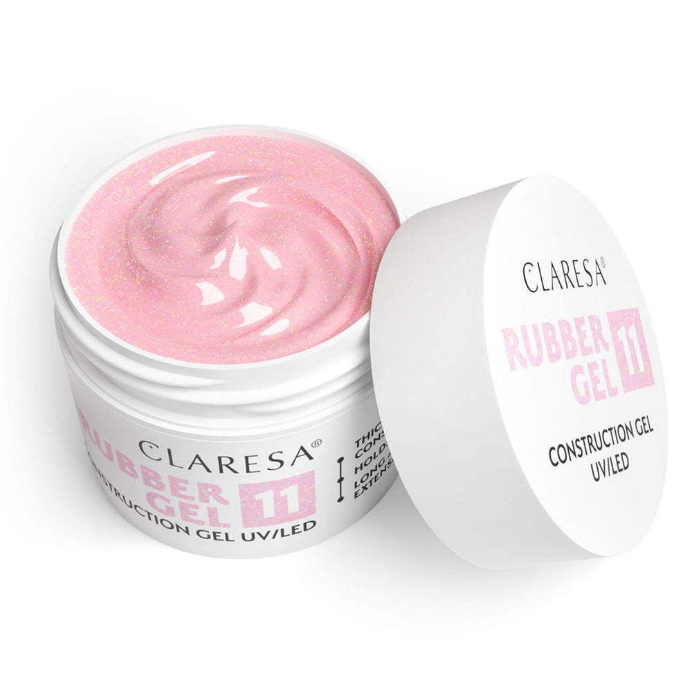 Claresa rubber gel 11 sparkle zacht roze 90gr.