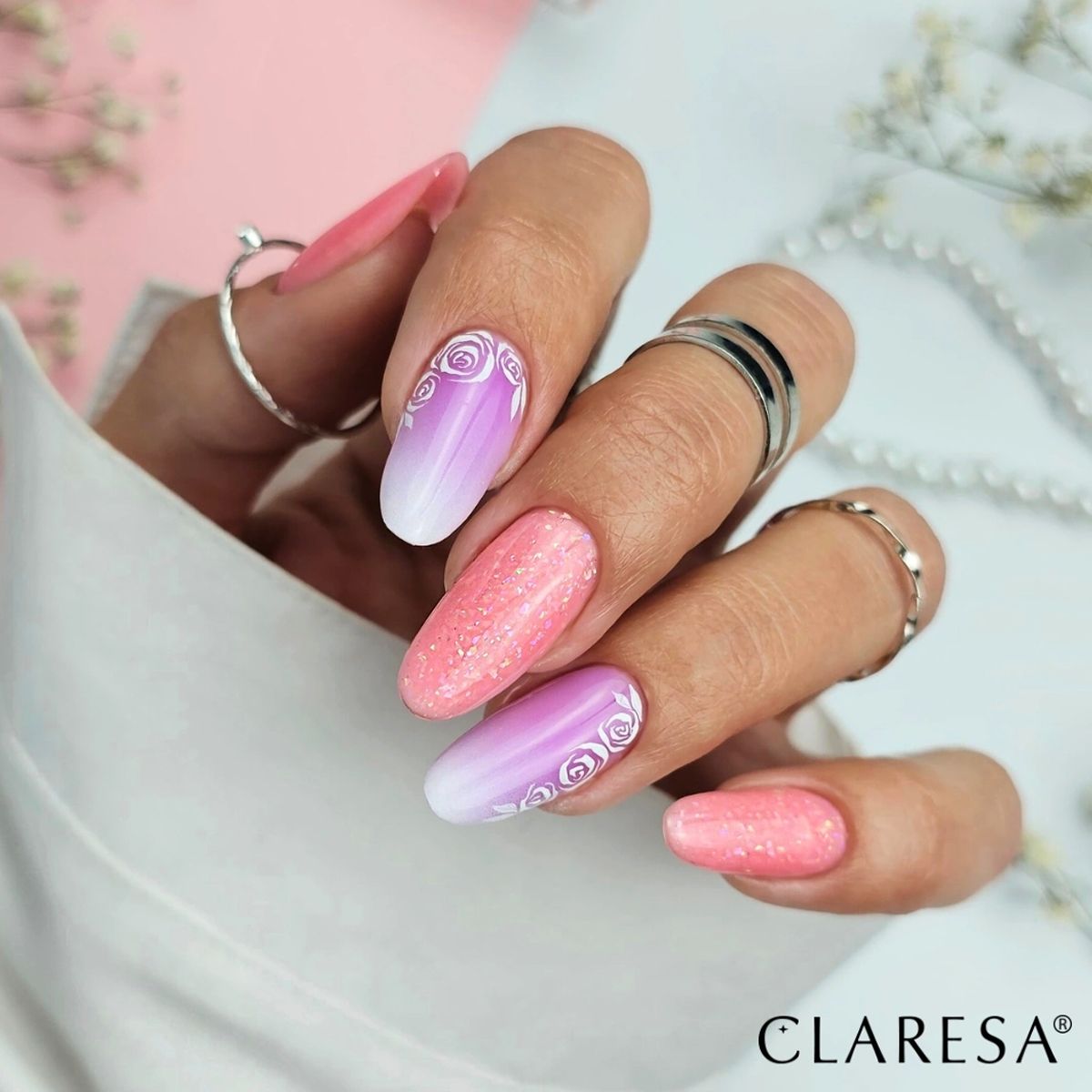 Claresa kwast easy gel glitter perzik 5ml