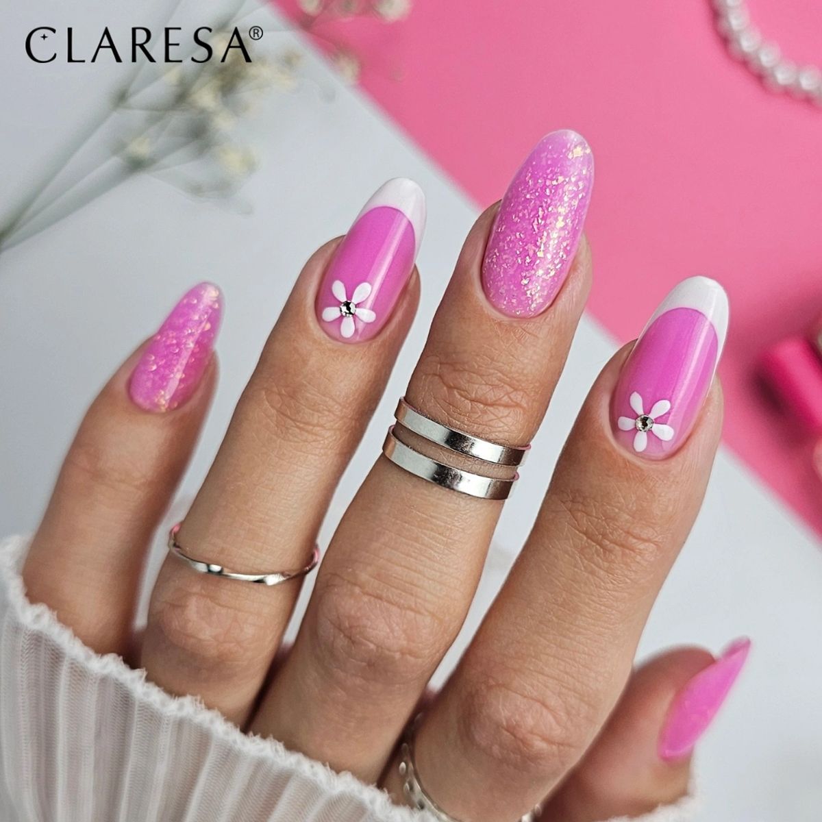 Claresa penseel easy gel glitter roze 5ml