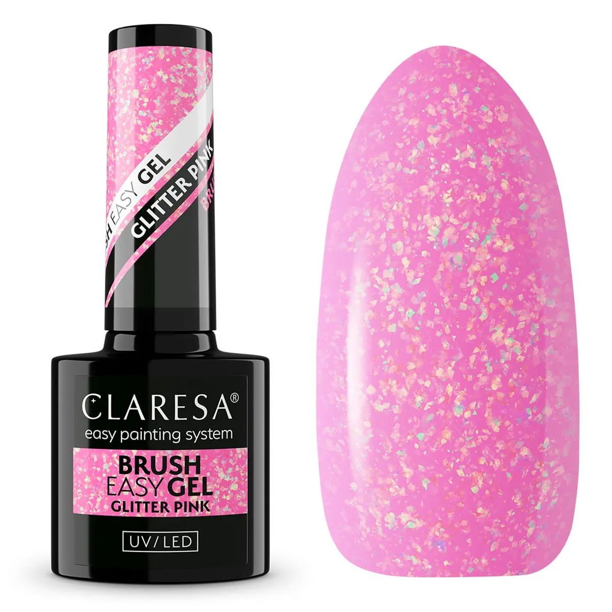 Claresa penseel easy gel glitter roze 5ml