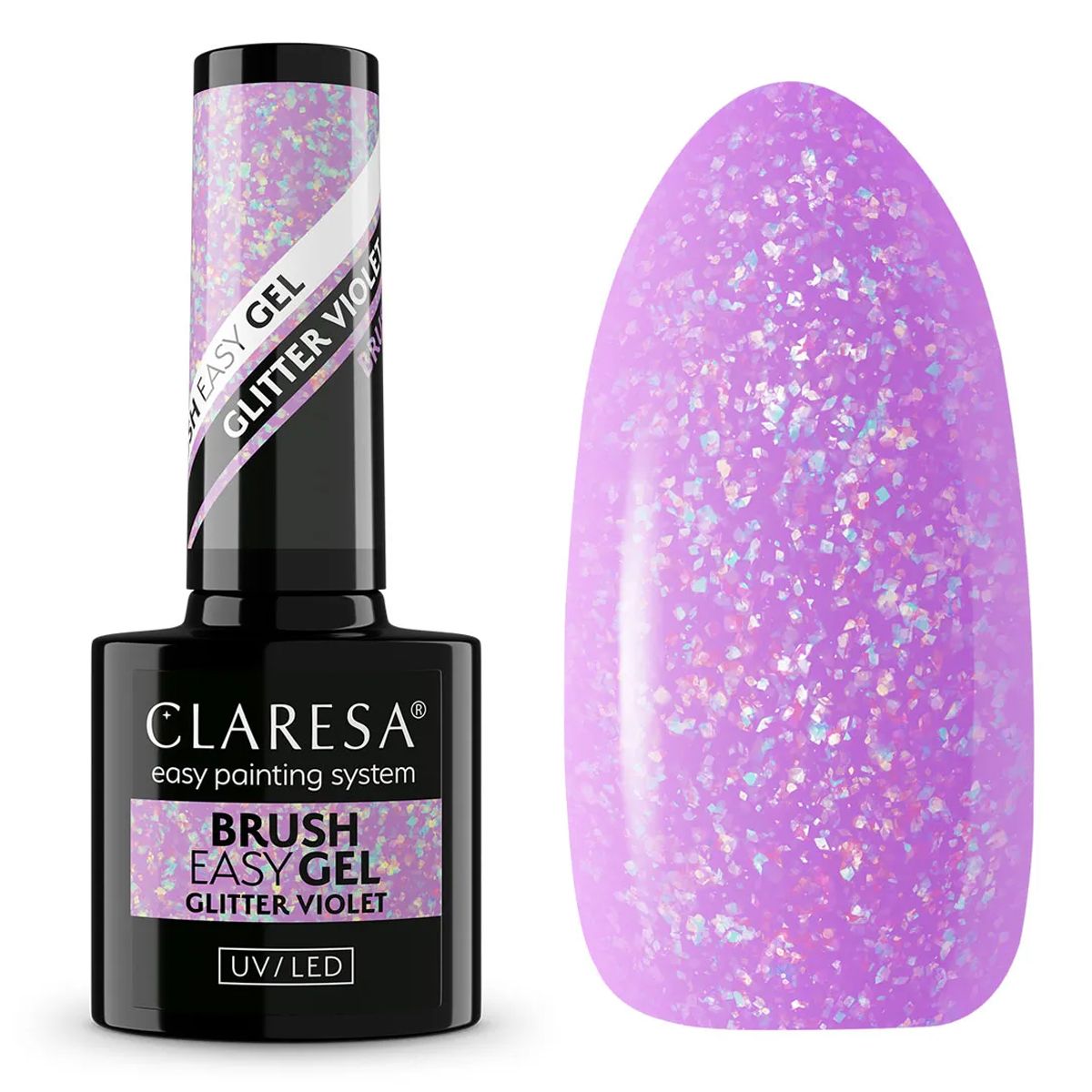Claresa penseel easy gel glitter violet 5ml