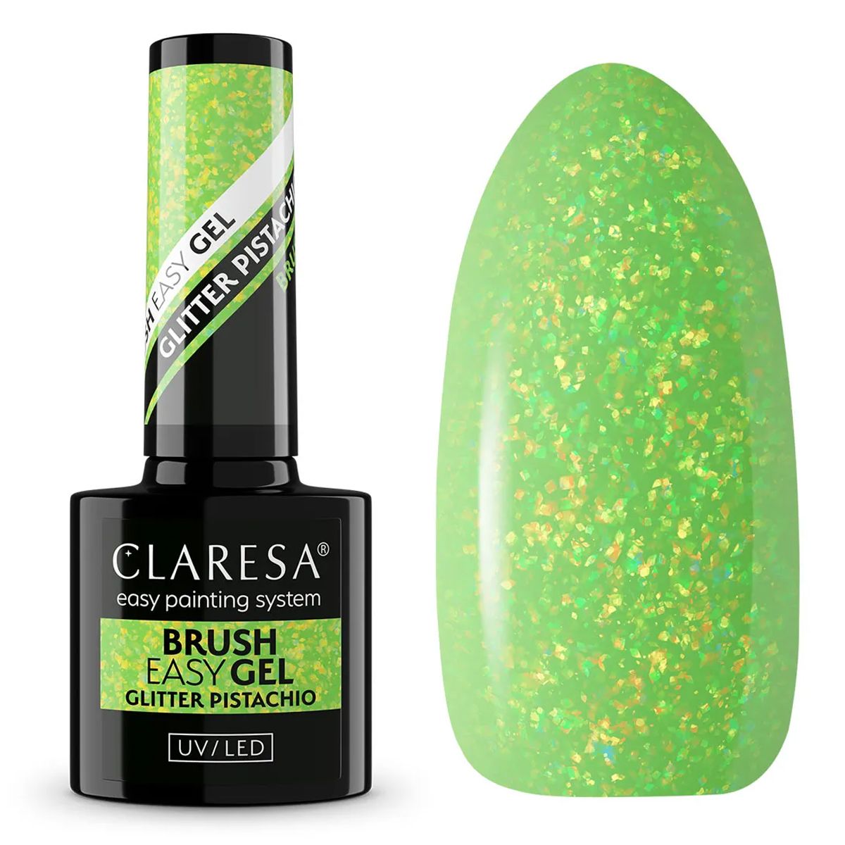 Claresa penseel easy gel glitter pistache 5ml