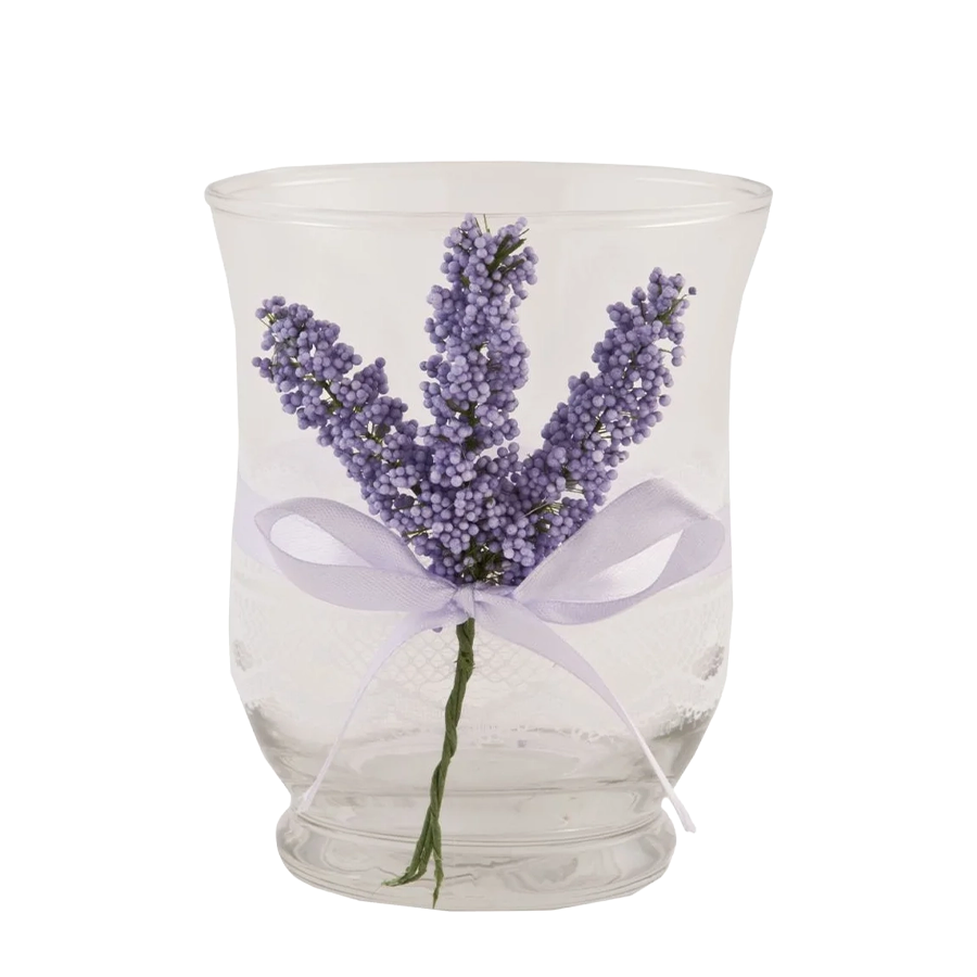 Clayre eef theelichthouder glas lavendel ø8x10cm