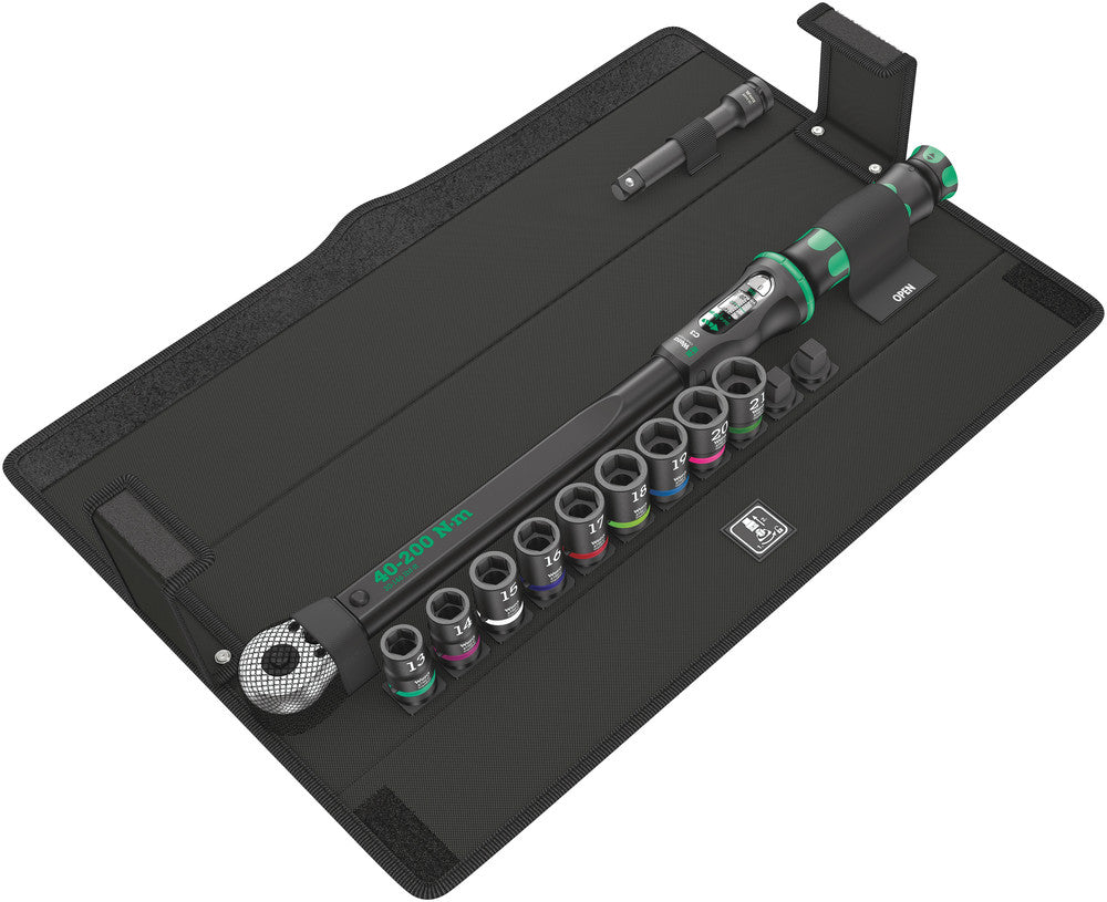 Wera click-torque c 3 set 2, 1 2 draaimomentsleutel (zwart groen, 11-delig, met omkeerbare ratel)