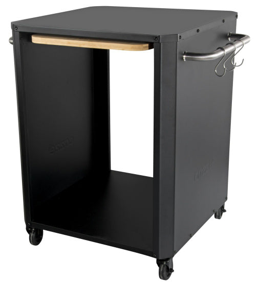 Buitentafel met uitschuifbare tafel voor pizzaoven zwart