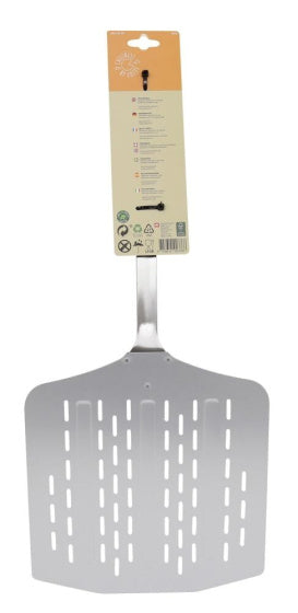Pizzaschep met gaatjes Aluminium 66 cm zilver zwart