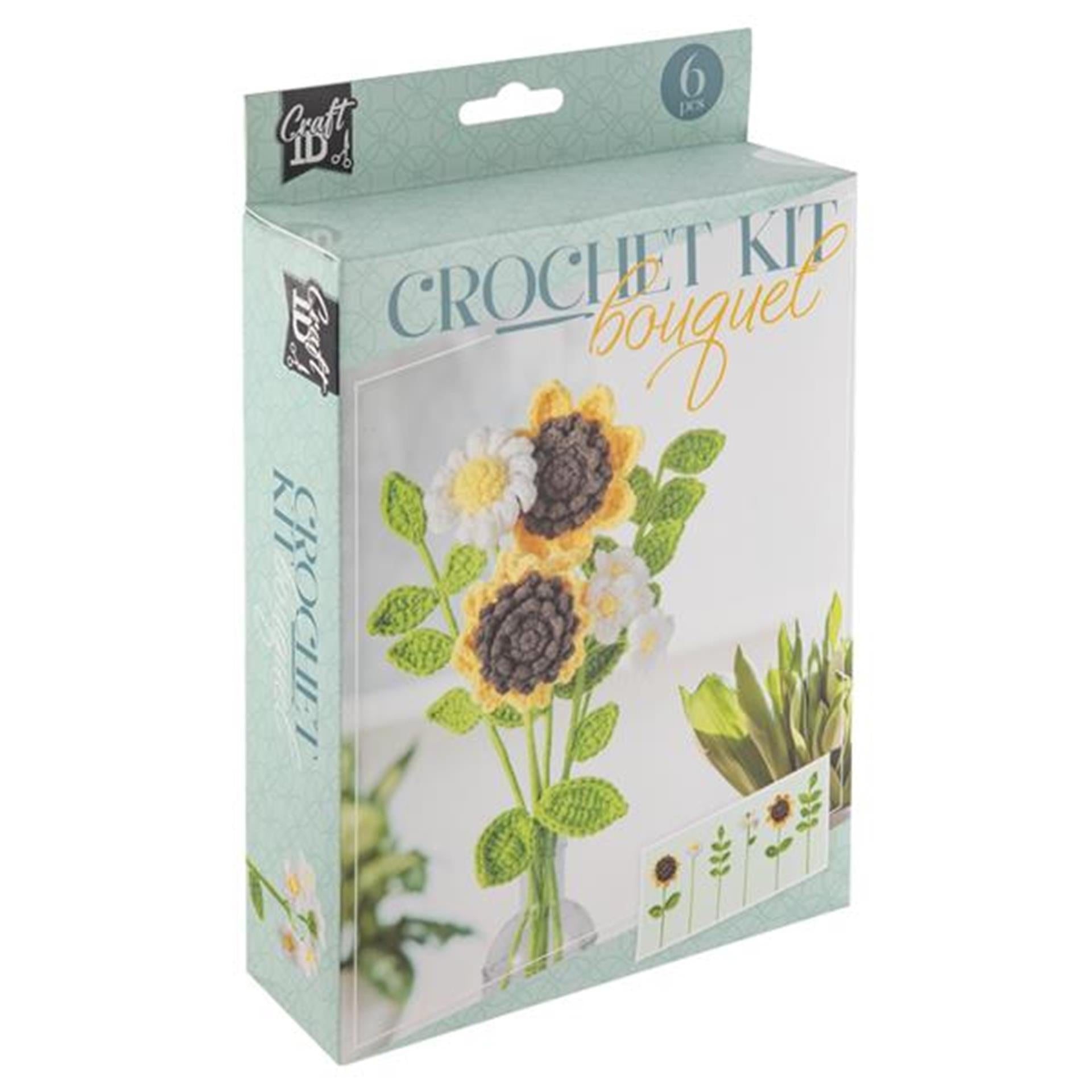 Creatieve hobbygroep haakset bloemen boeket geel 16x5,5x21cm