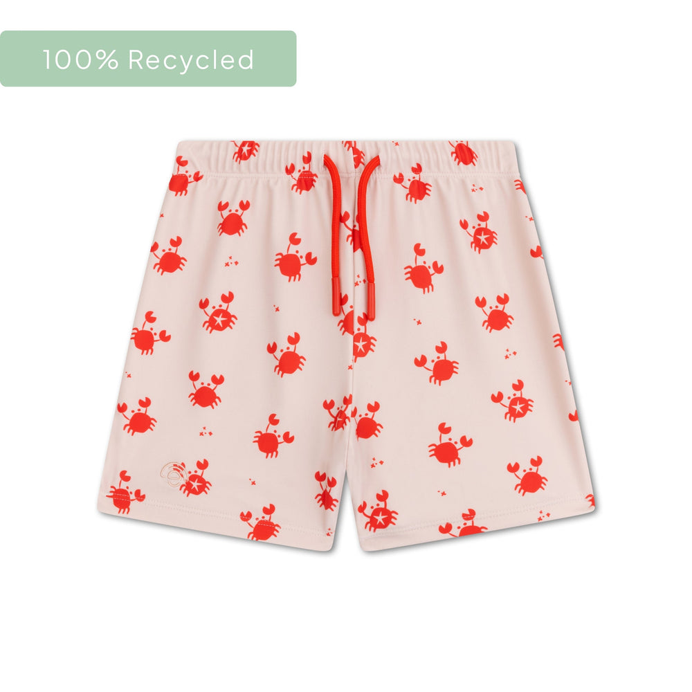 Crabby | beige rode uv zwemboxer jongens