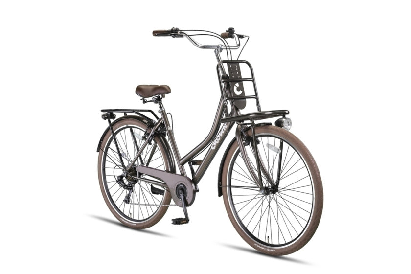 Crown berlin 28 inch 53 cm dames 7v v-brakes grijsbruin