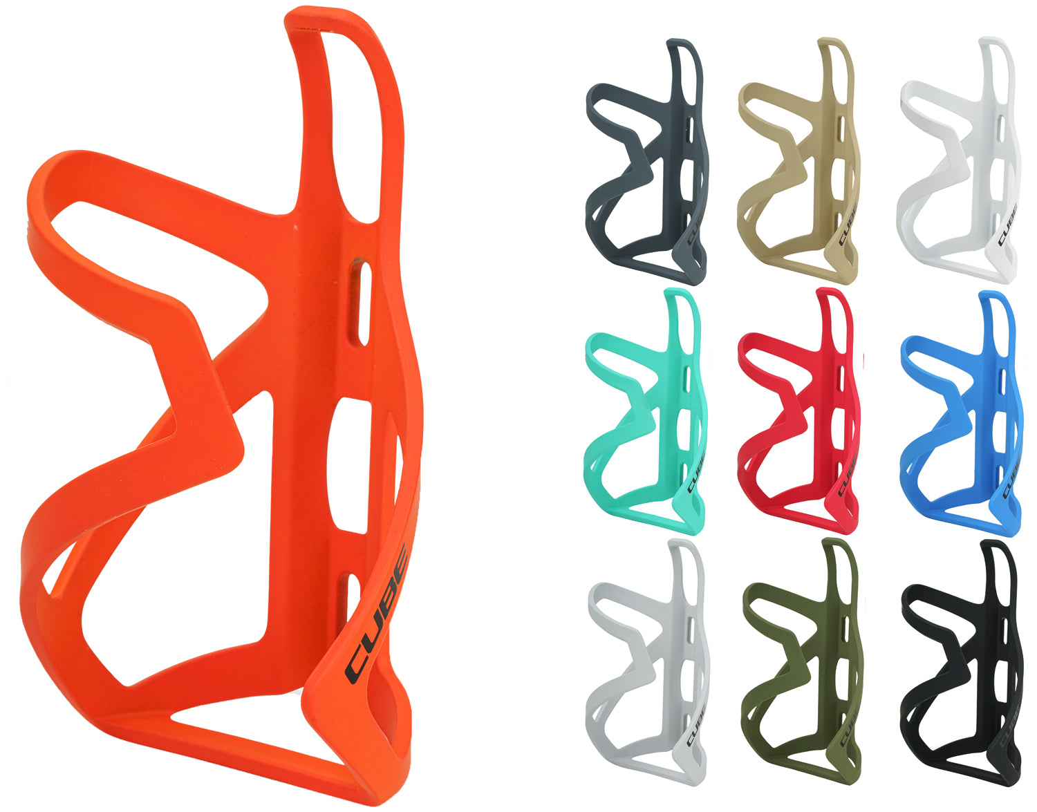 Cube hpp-sidecage bottle cage right | matt light grey´n´glossy black