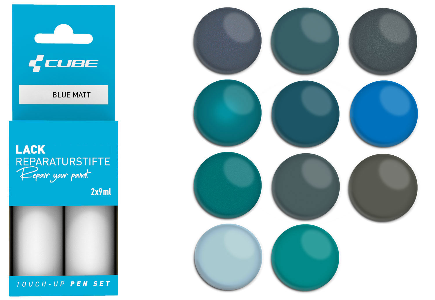 Cube touch-up pen set blue matt | #2338