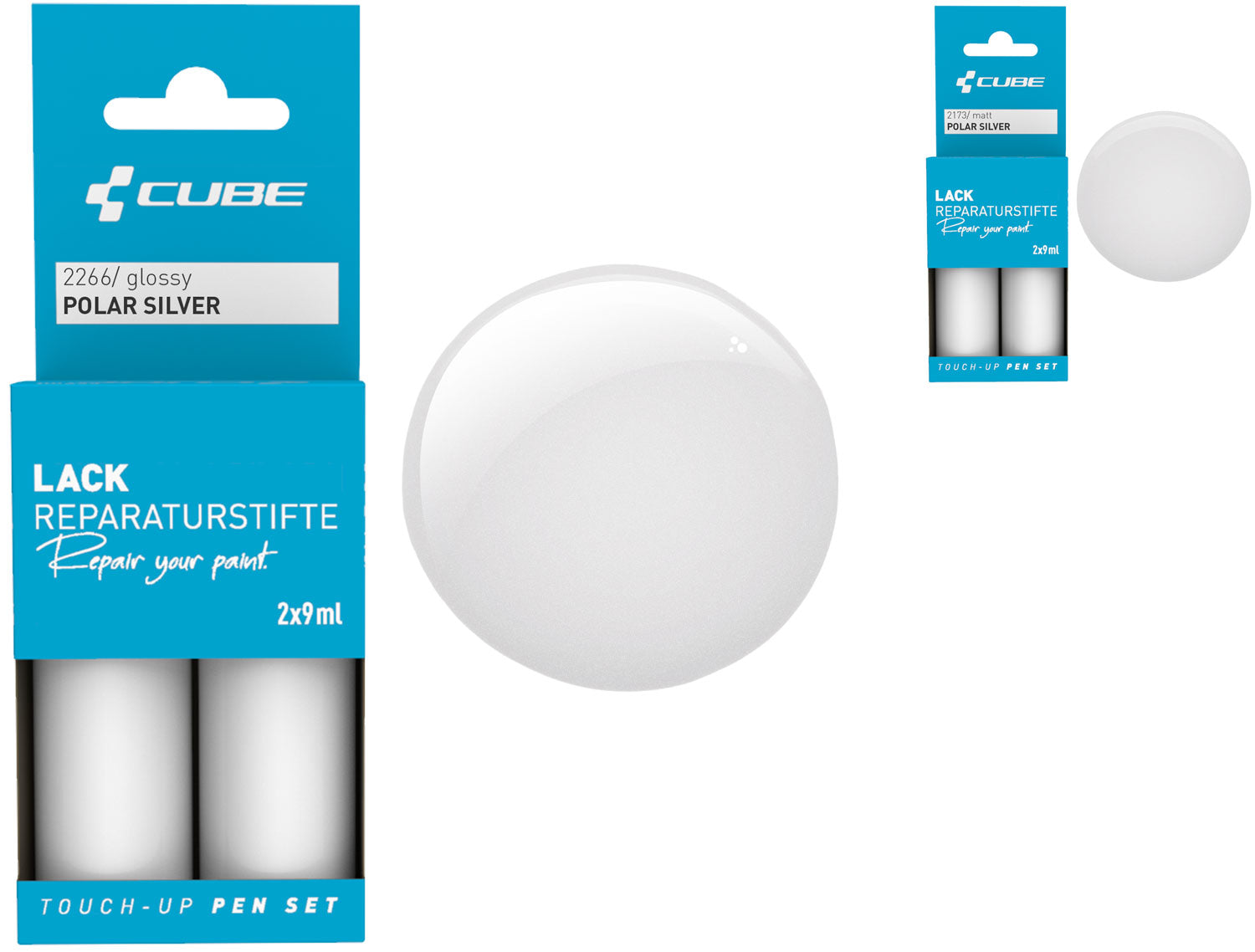 Cube touch-up pen set polar silver