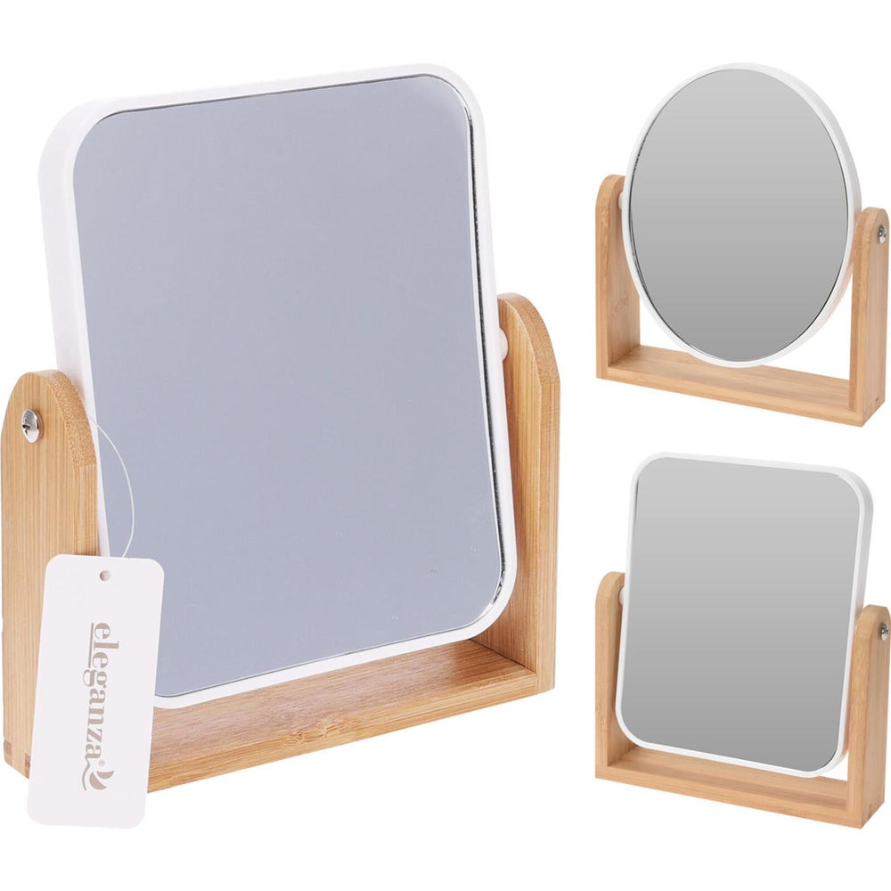 Eleganza make-up spiegel hout kunststof 2-zijdig 18x21cm