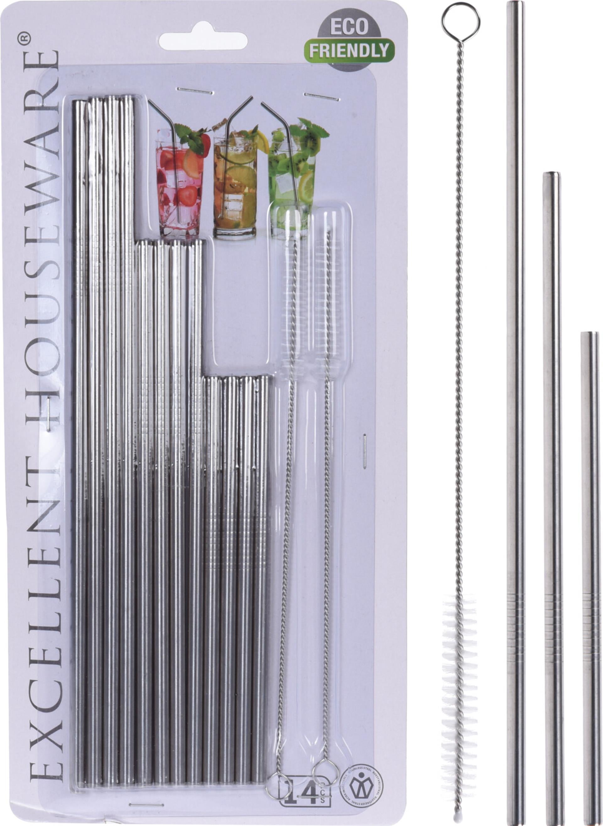 Excellent houseware rietjesset rvs 14-delig met borstel