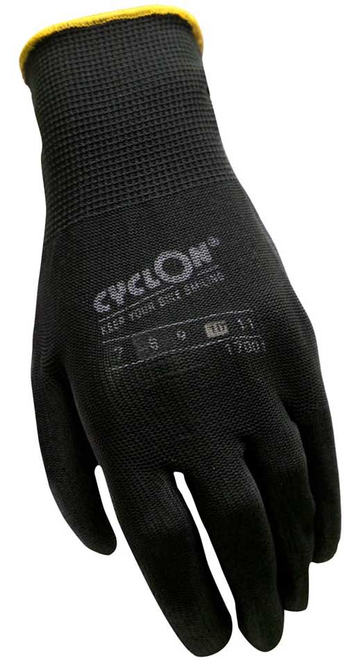 Cyclon gants d'atelier pu-flex x-large jaune taille 10 noir