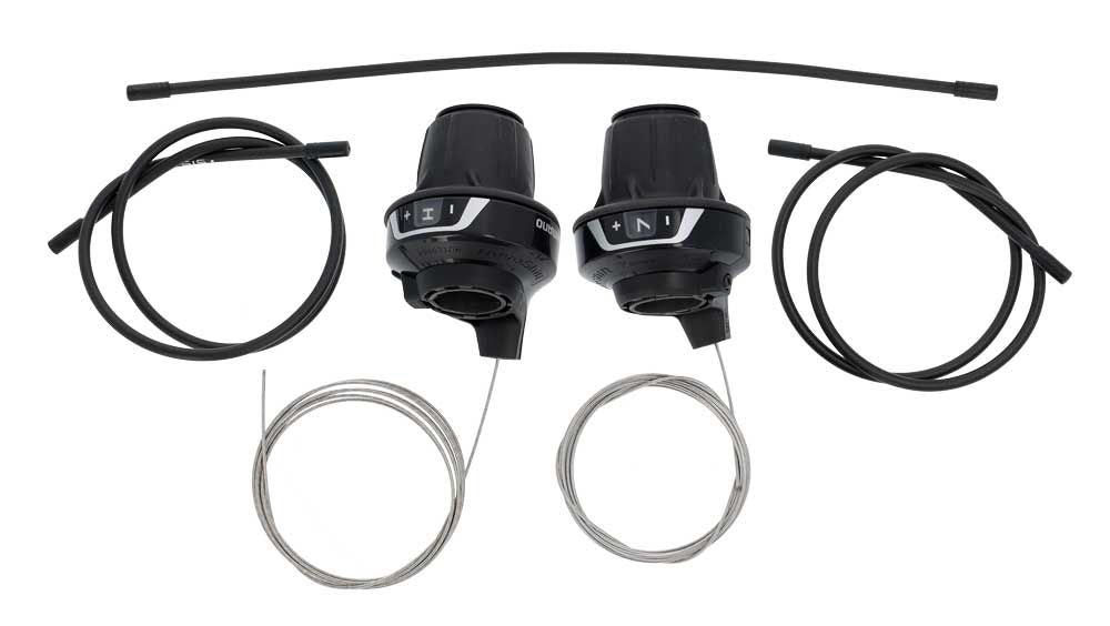 Shimano schakel set rv400 friction 7-sp triple met kabels zwart