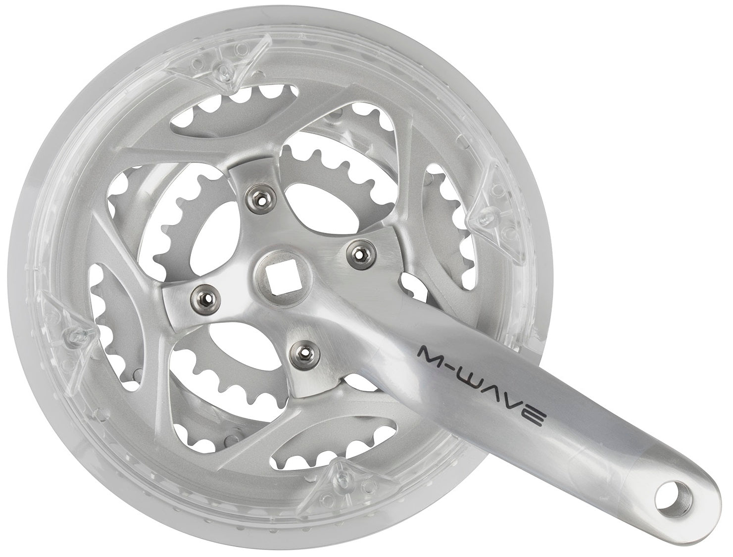M-wave crankset 26 38 48t 170mm vlak +0mm 7-8sp met kettingrand zilver