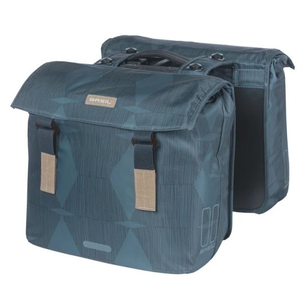 Basil dubbele fietstas elegantie mik 40-49 liter - estate blauw